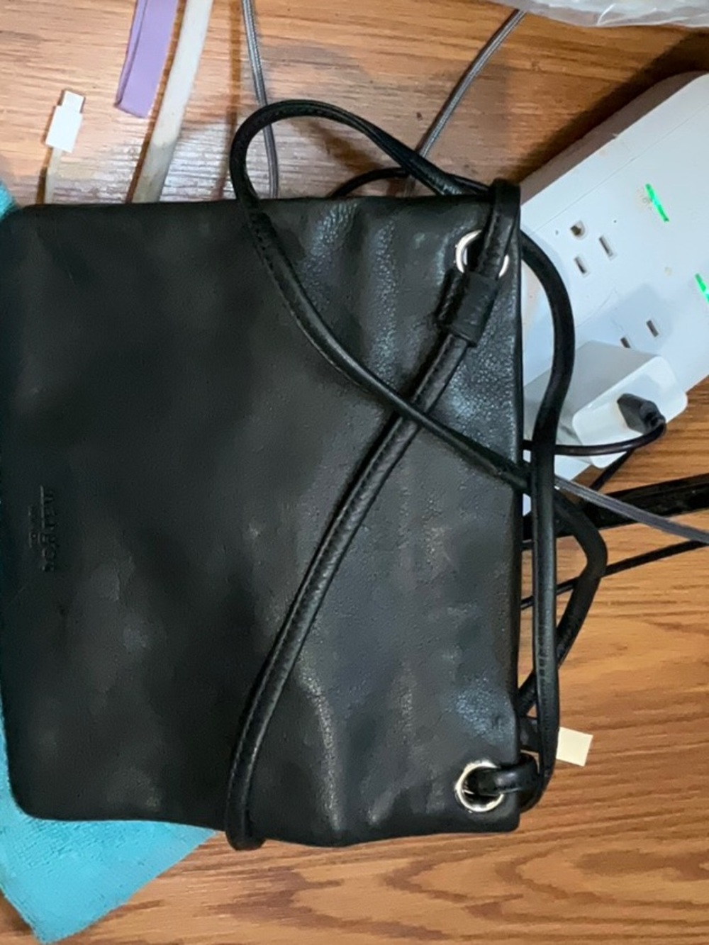 Beautiful black vegan leather Crossbody 199 retail low start final sale